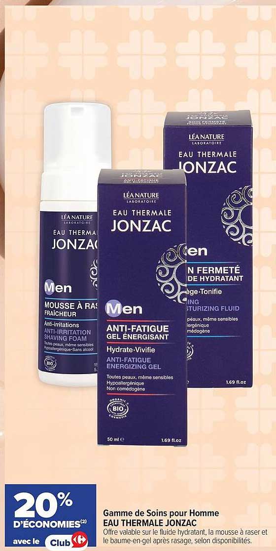 Gamme de Soins pour Homme EAU THERMALE JONZAC