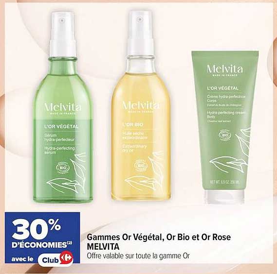 Gammes Or Végétal, Or Bio et Or Rose MELVITA