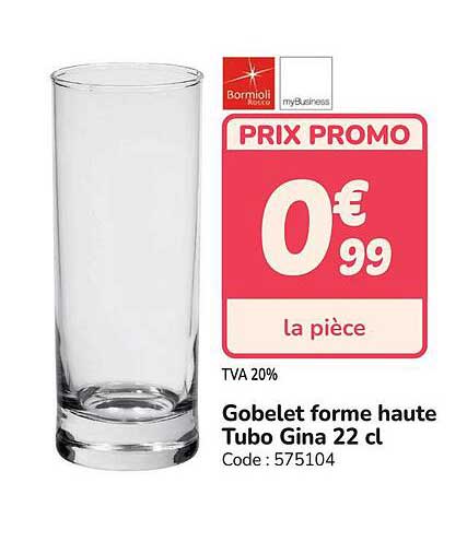 Gobelet forme haute Tubo Gina 22 cl