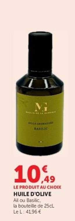 HUILE D'OLIVE Ail ou Basilic, la bouteille de 25cl