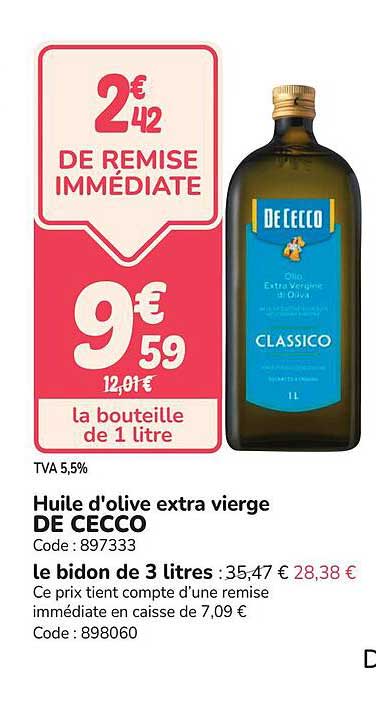 Huile d'olive extra vierge DE CECCO