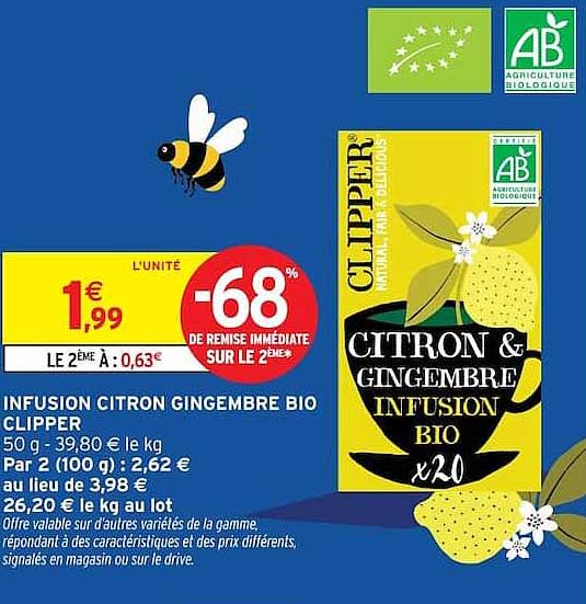 INFUSION CITRON GINGEMBRE BIO CLIPPER
