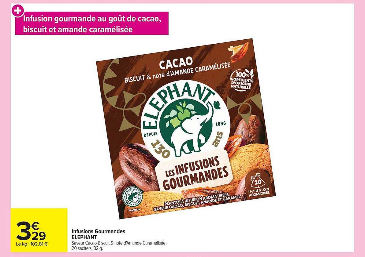 Infusion gourmande au goût de cacao, biscuit et amande caramélisée