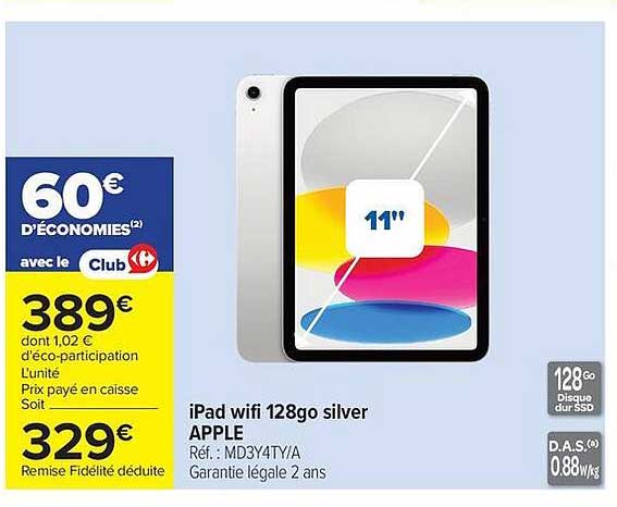 iPad wifi 128go silver APPLE
