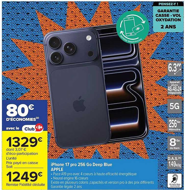 iPhone 17 pro 256 Go Deep Blue