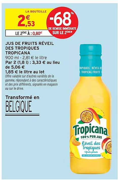 JUS DE FRUITS RÉVEIL DES TROPIQUES TROPICANA
