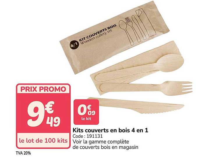 Kits couverts en bois 4 en 1