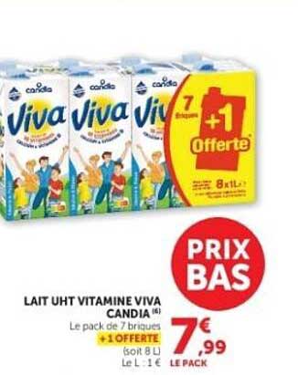 LAIT UHT VITAMINE VIVA CANDIA (+1 OFFERTE)