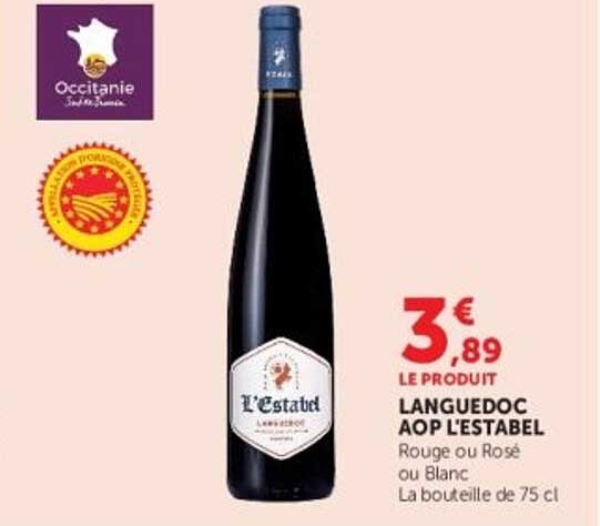 Languedoc AOP L'Estabel Rouge ou Rosé ou Blanc