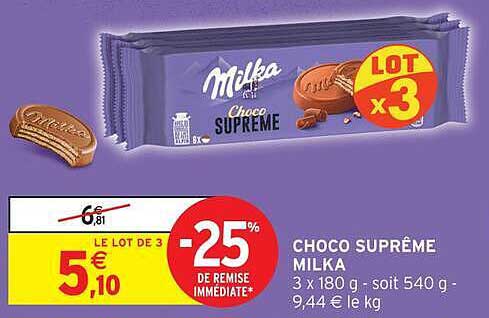 LE LOT DE 3 CHOCO SUPRÊME MILKA