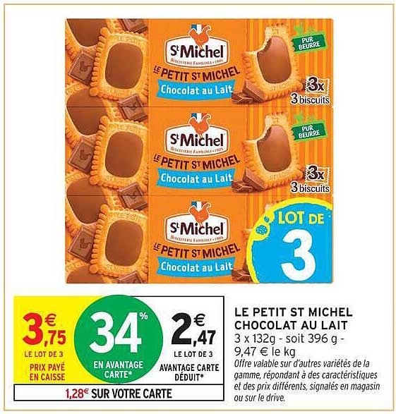 LE PETIT ST MICHEL CHOCOLAT AU LAIT