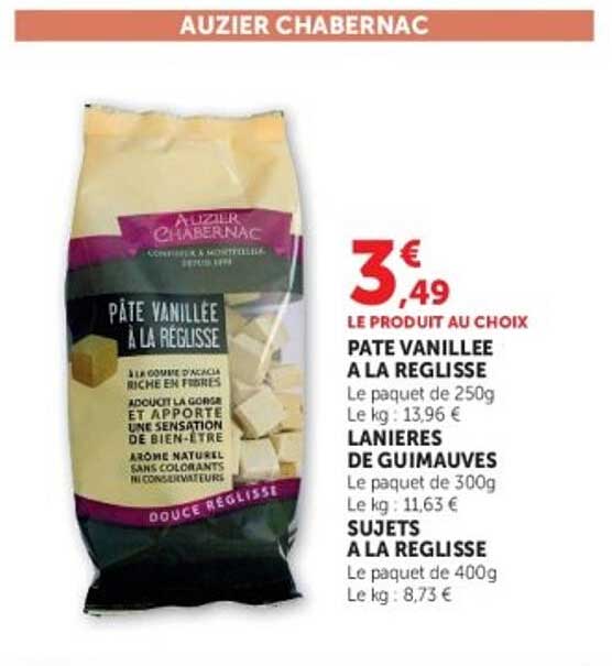 LE PRODUIT AU CHOIX PÂTE VANILLÉE À LA RÉGLISSE