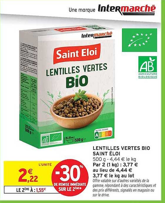 LENTILLES VERTES BIO SAINT ÉLOI
