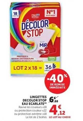 LINGETTES DECOLOR STOP EAU ECARLATE