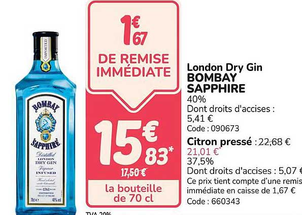 London Dry Gin BOMBAY SAPPHIRE
