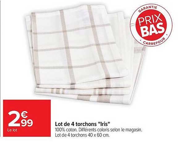 Lot de 4 torchons "Iris"