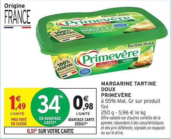 MARGARINE TARTINE DOUX PRIMEVÈRE