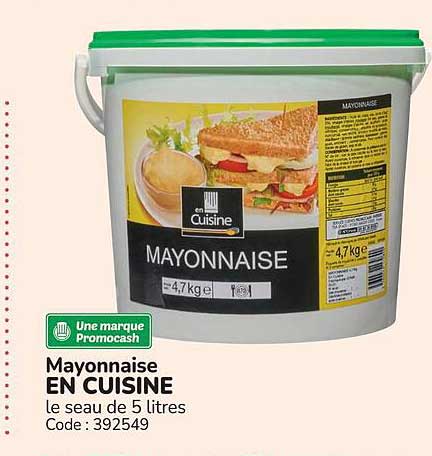 Mayonnaise EN CUISINE le seau de 5 litres