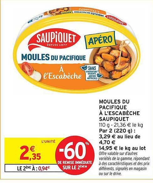MOULES DU PACIFIQUE À L'ESCABÈCHE SAUPIQUET