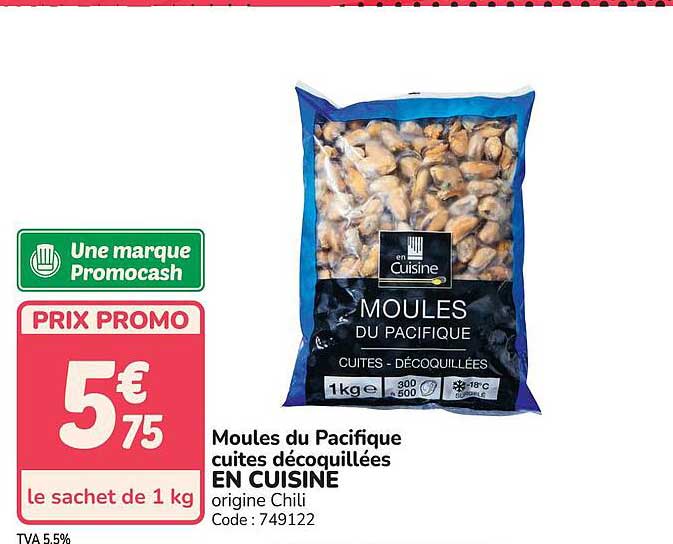 Moules du Pacifique cuites décoquillées EN CUISINE origine Chili
