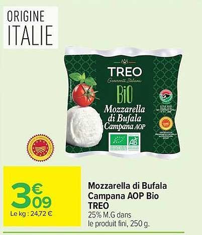 Mozzarella di Bufala Campana AOP Bio TREO