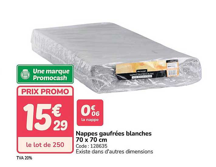 Nappes gaufrées blanches 70 x 70 cm