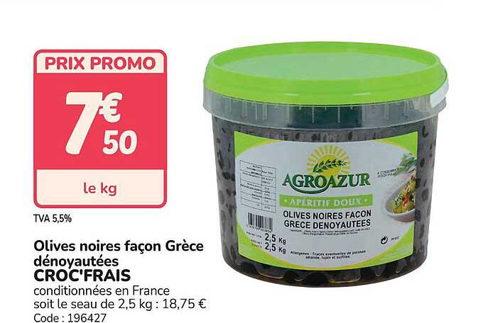 Olives noires façon Grèce dénoyautées CROC'FRAIS