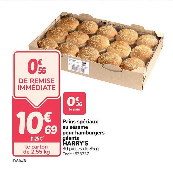 Pains spéciaux au sésame pour hamburgers géants HARRY'S