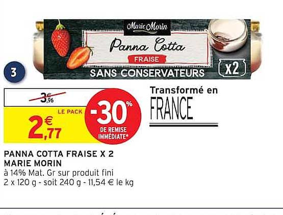 PANNA COTTA FRAISE X 2 MARIE MORIN