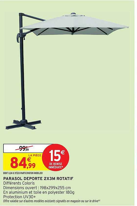 PARASOL DEPORTE 2X3M ROTATIF
