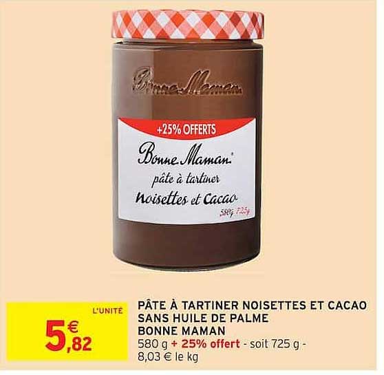 PÂTE À TARTINER NOISETTES ET CACAO SANS HUILE DE PALME BONNE MAMAN