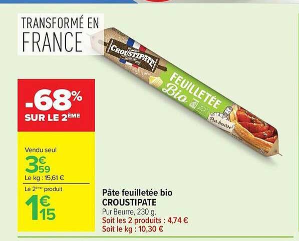 Pâte feuilletée bio CROUSTIPATE