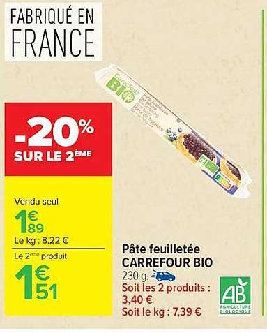 Pâte feuilletée CARREFOUR BIO