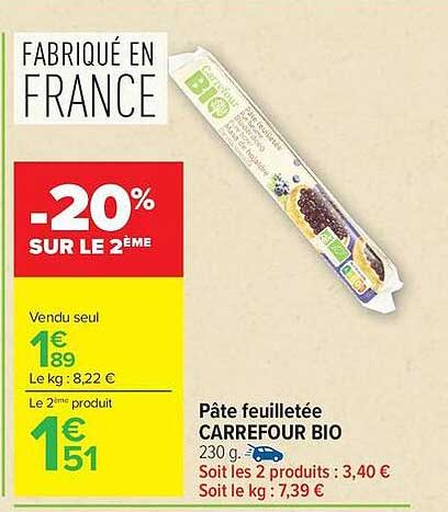 PÂTE FEUILLETÉE CARREFOUR BIO