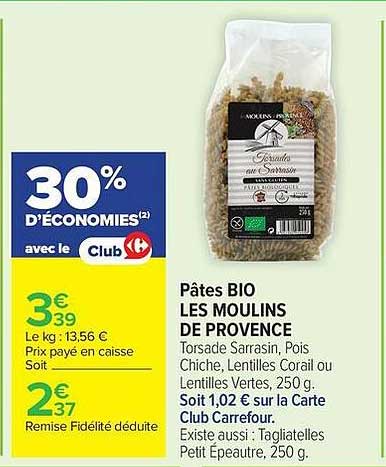 Pâtes BIO LES MOULINS DE PROVENCE