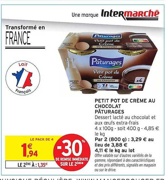 PETIT POT DE CRÈME AU CHOCOLAT PÂTURAGES