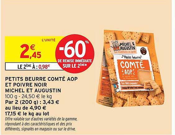 PETITS BEURRE COMTÉ AOP ET POIVRE NOIR MICHEL ET AUGUSTIN
