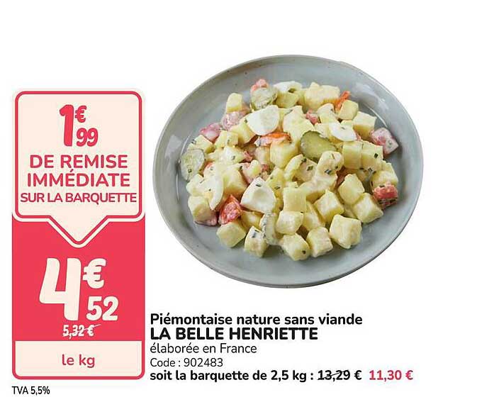 Piémontaise nature sans viande LA BELLE HENRIETTE