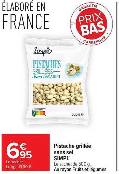 Pistache grillée sans sel SIMPL'