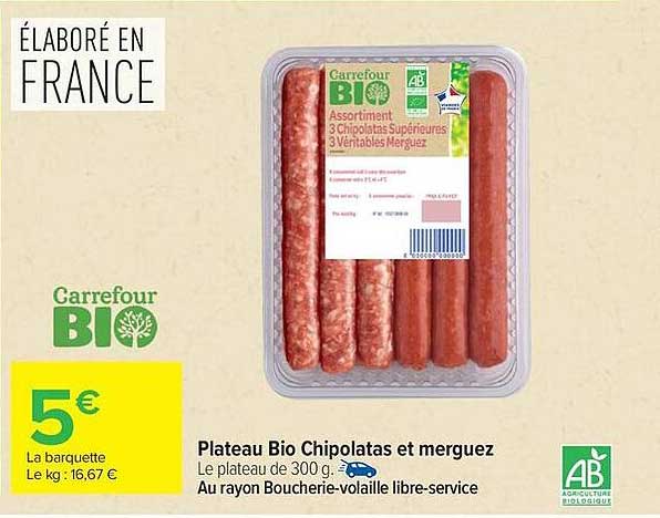 Plateau Bio Chipolatas et merguez