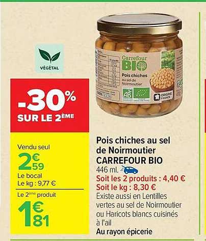 Pois chiches au sel de Noirmoutier CARREFOUR BIO