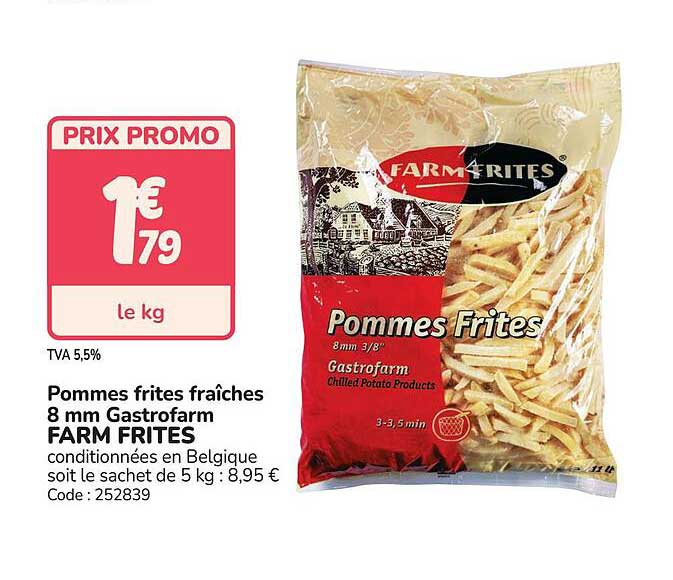 Pommes frites fraîches 8 mm Gastrofarm FARM FRITES