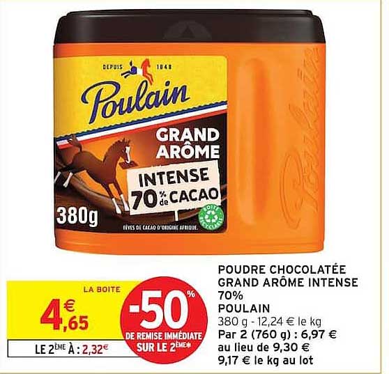 POUDRE CHOCOLATÉE GRAND ARÔME INTENSE 70% POULAIN