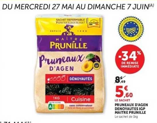 Pruneaux d'agen dénoyautés IGP Maître Prunille