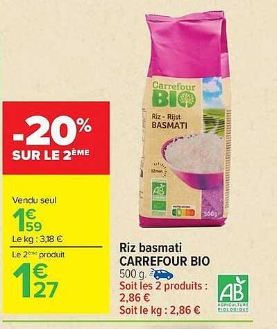 Riz basmati CARREFOUR BIO