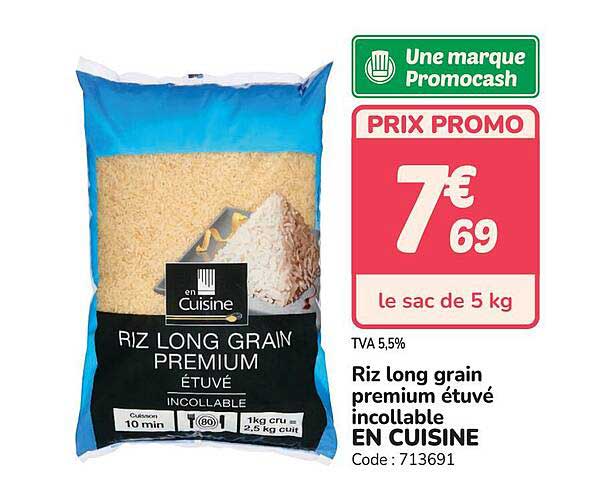 Riz long grain premium étuvé incollable EN CUISINE
