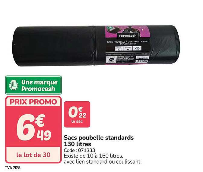 Sacs poubelle standards 130 litres