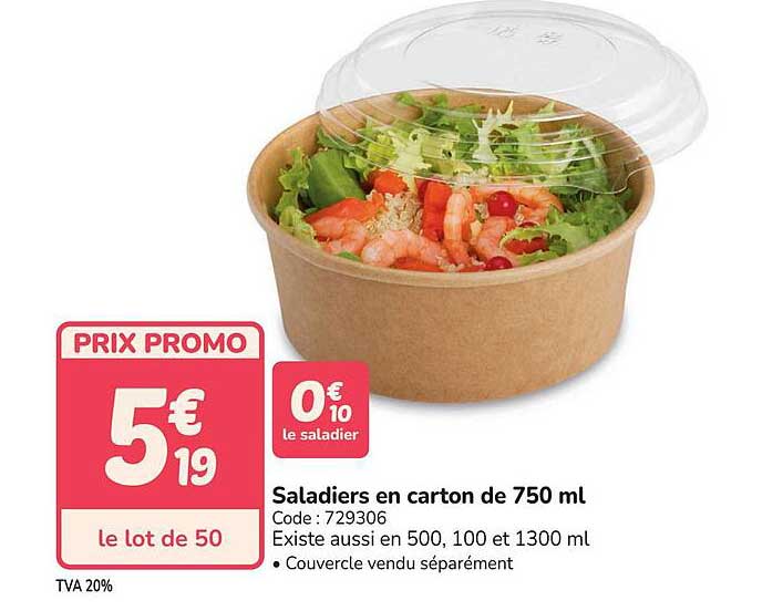 Saladiers en carton de 750 ml