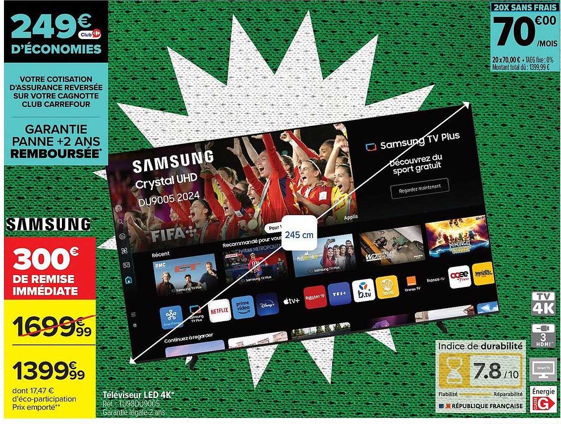 SAMSUNG Téléviseur LED 4K TU98DU9005