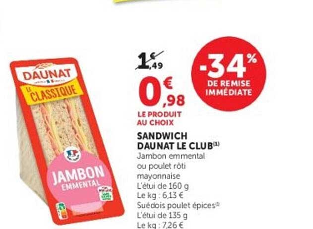 SANDWICH DAUNAT LE CLUB